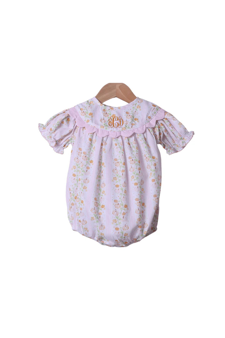 Floral Pumpkins with Gingham Scalloped Trim Bubble | The Smocked Flamingo