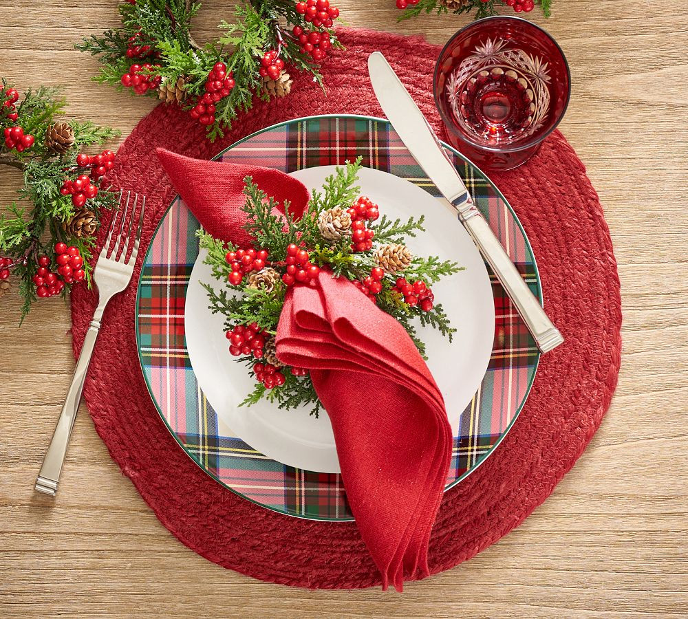 Pine and Berries Botanical Napkin Rings - Set of 4 | Pottery Barn (US)