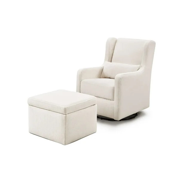 Carter's Adrian Swivel Glider with Storage Ottoman, Cream Linen | Walmart (US)
