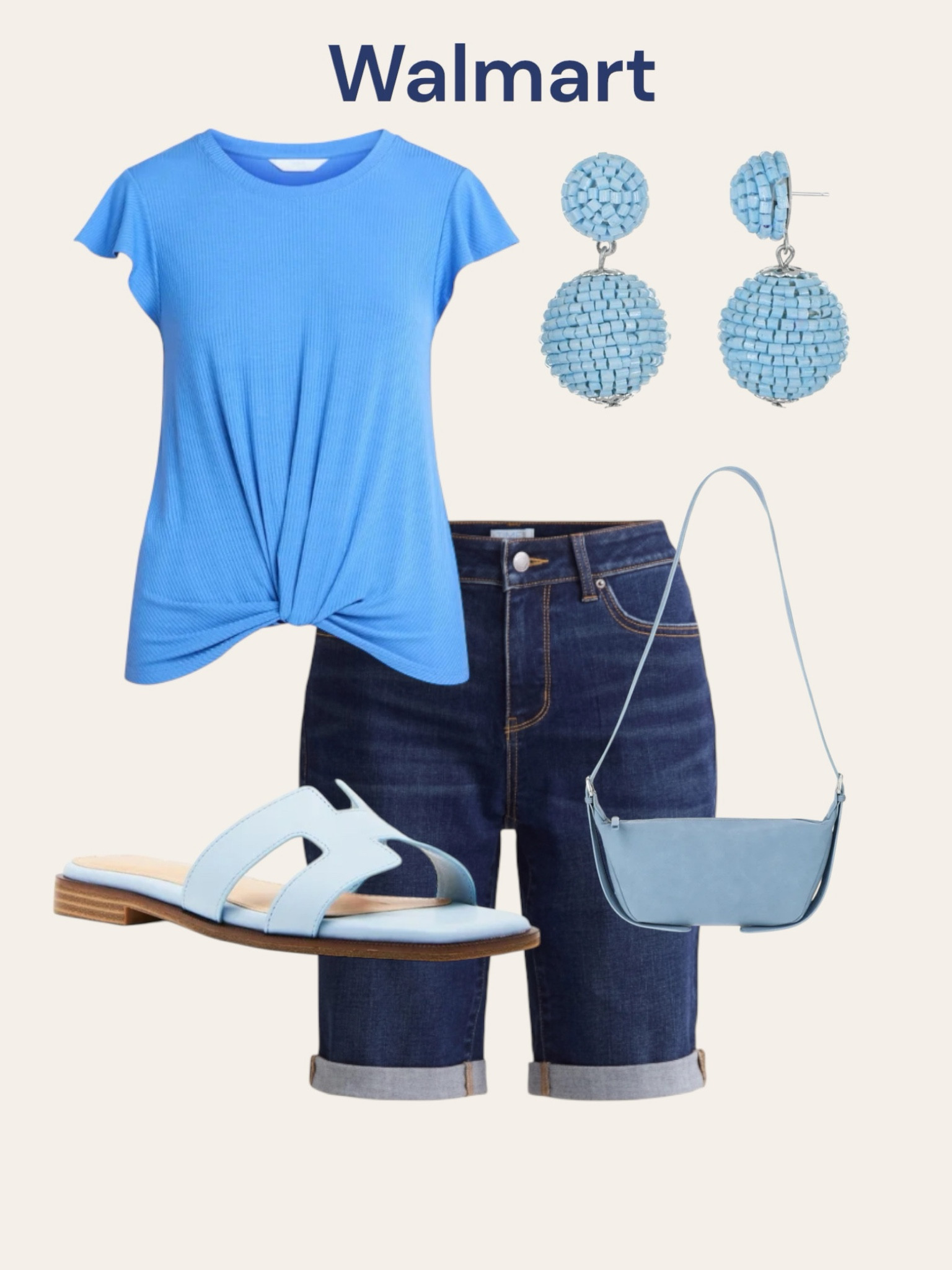 Summer outfit with blue tops and jeans shorts from Walmart.
#outfit
#walmartfashion

#LTKShoeCrush #LTKFindsUnder50 #LTKStyleTip