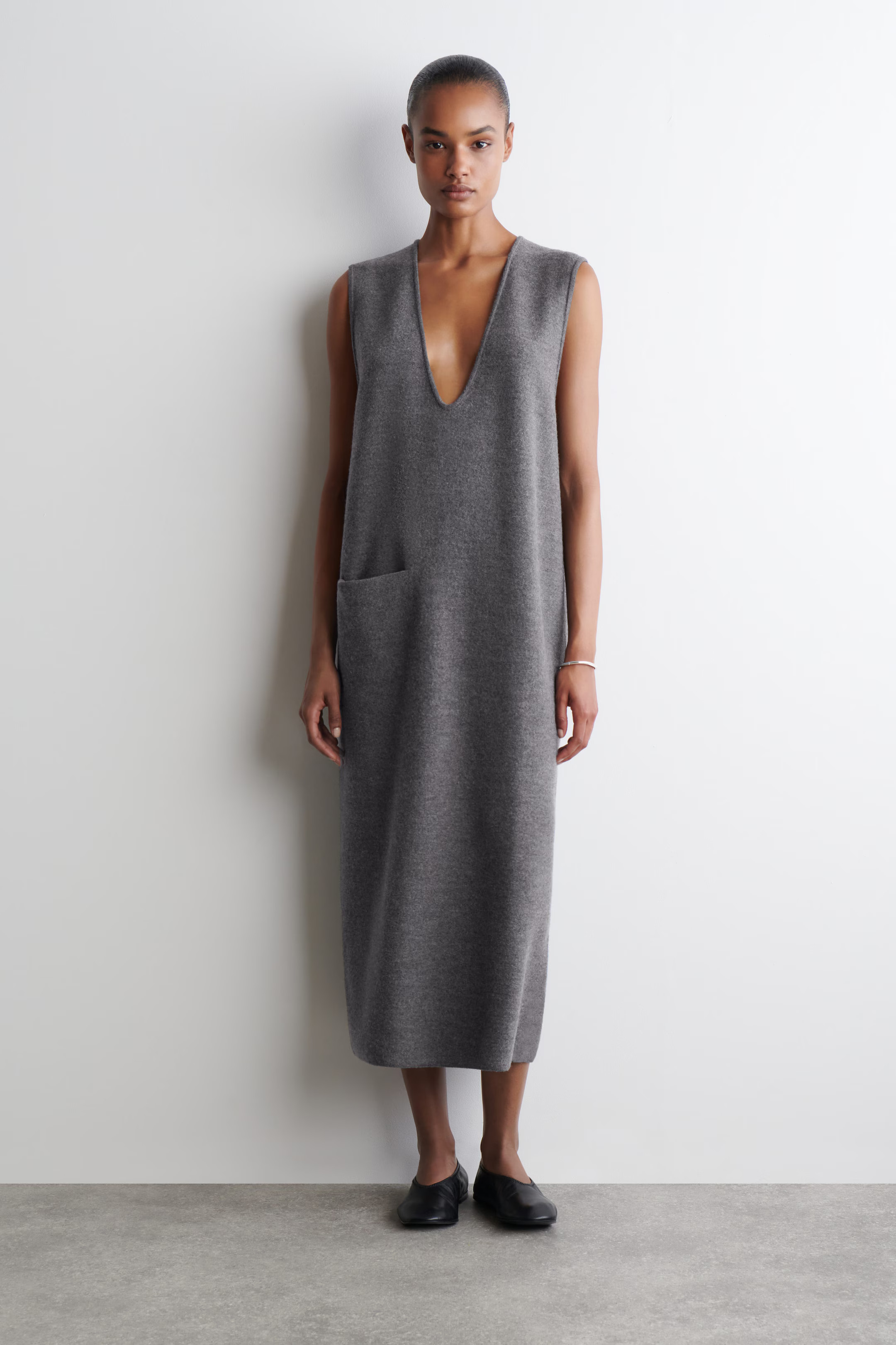 BOILED-WOOL MIDI DRESS - GREY MÉLANGE | COS | COS UK