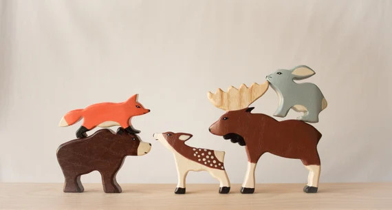Wooden Forest animals, Wooden toys, Toys for toddler, Organic wooden toys, Handmade toys, Kids gi... | Etsy (US)