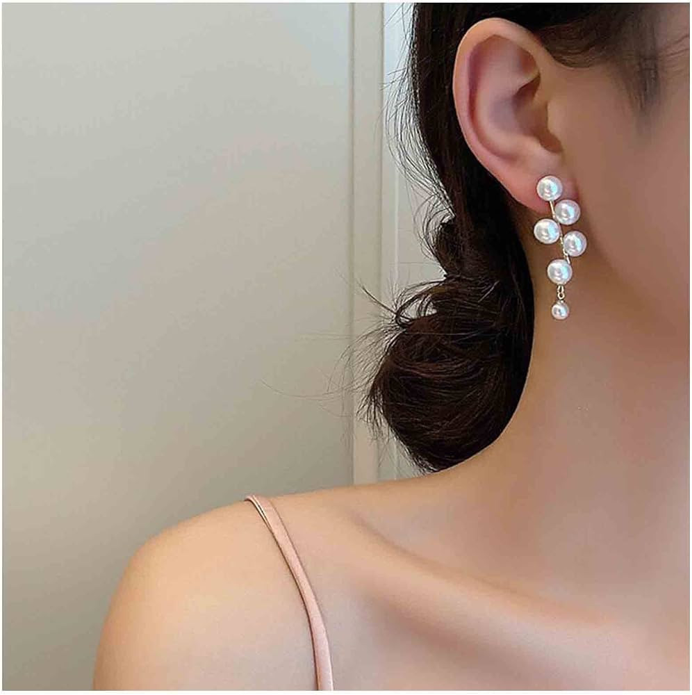 Yheakne Boho Pearl Drop Dangle Earrings Grape Pearl Tassel Earrings Gold Cluster Pearl Stud Earri... | Amazon (US)