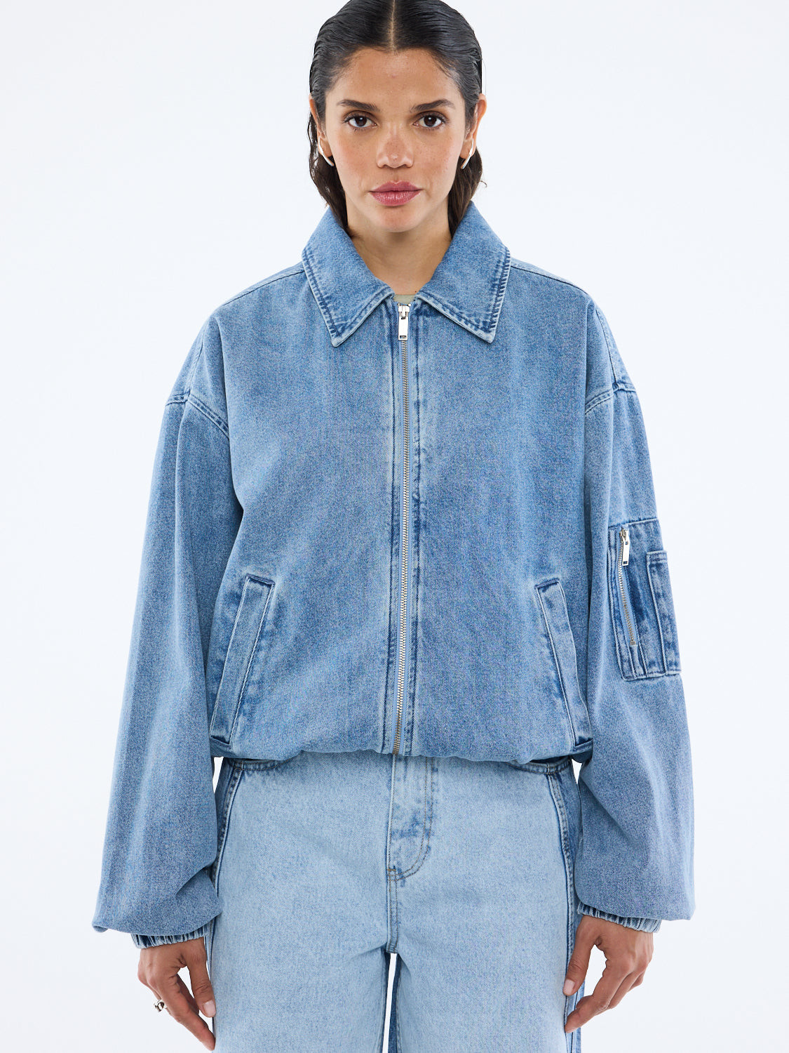 HARLOW DENIM BOMBER | Ena Pelly
