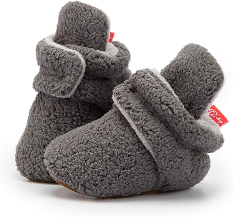 Babelvit Newborn Baby Boy Girl Soft Fleece Booties Stay On Infant Slippers Socks Shoe Non Skid Gr... | Amazon (US)