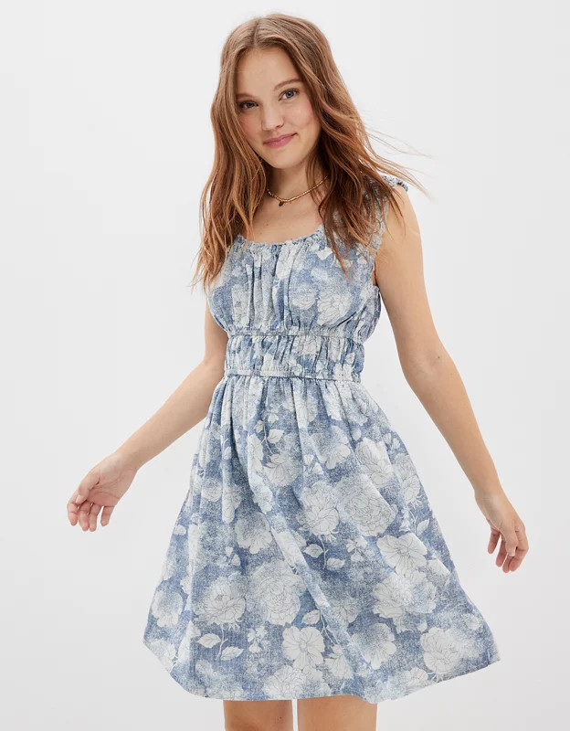 AE Easy Cinched-Waist Mini Dress | American Eagle Outfitters (US & CA)