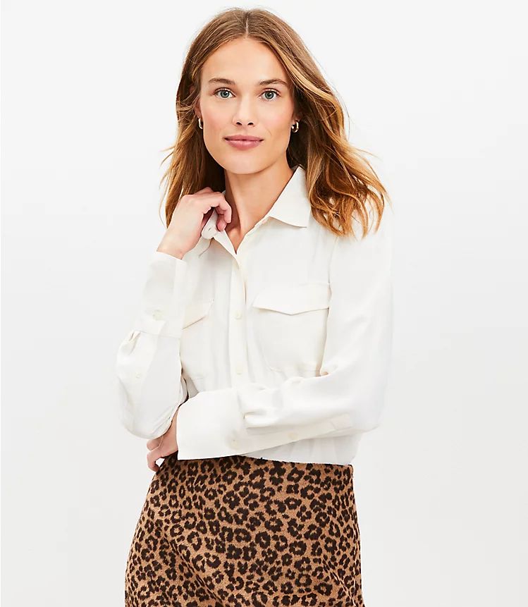 Petite Wide Cuffed Utility Shirt | LOFT