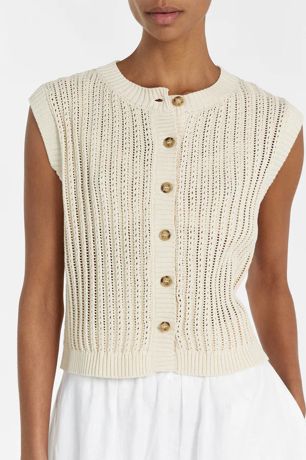 BLOOM CHALK CROCHET CROP VEST | DISSH