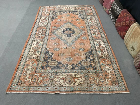 Farmhouse Decor4x8 Vintage Oushak Faded Rug Rug4x84x8 | Etsy | Etsy (US)