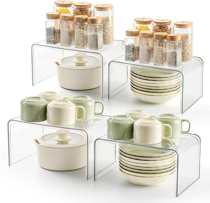 Clear Spice Rack Shelves, Pantry Organizers and Storage Set of 4, Display Shelf Organizer, Room B... | Amazon (US)