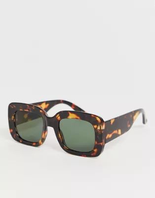 ASOS DESIGN mid square sunglasses in tort | ASOS UK