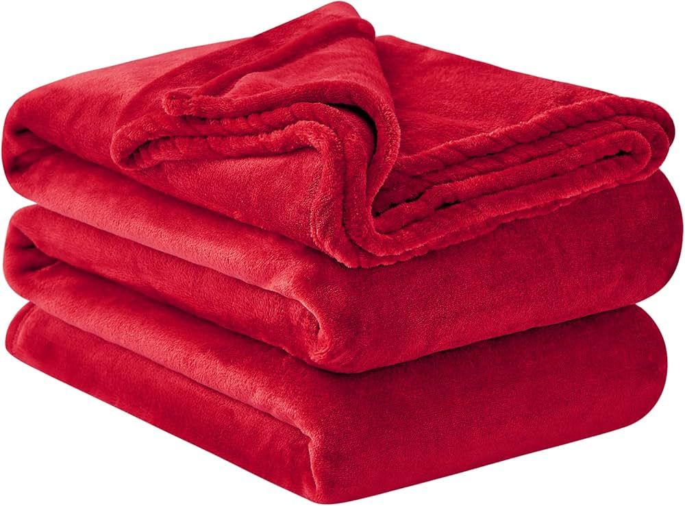 RUIKASI Fleece Throw Blanket Queen - Plush Fuzzy Flannel Blanket Red for Queen Size Large Bed, Su... | Amazon (US)