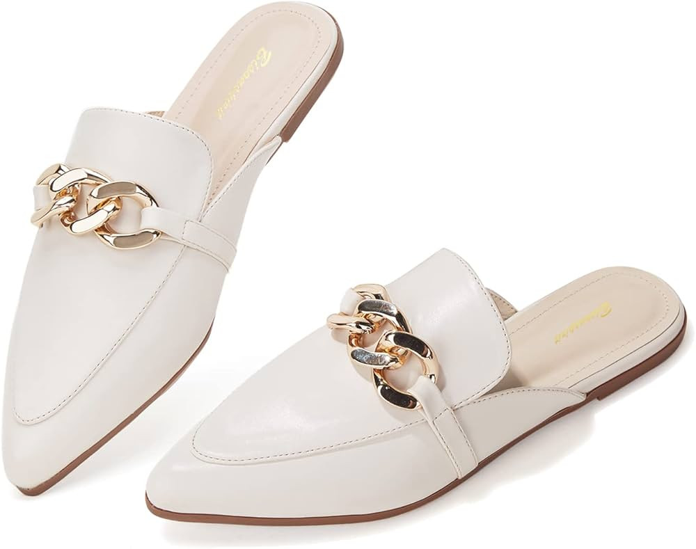 BISON SPIRIT Mules for Women Flats Pointed Toe Slip On Slides Loafer Shoes | Amazon (US)