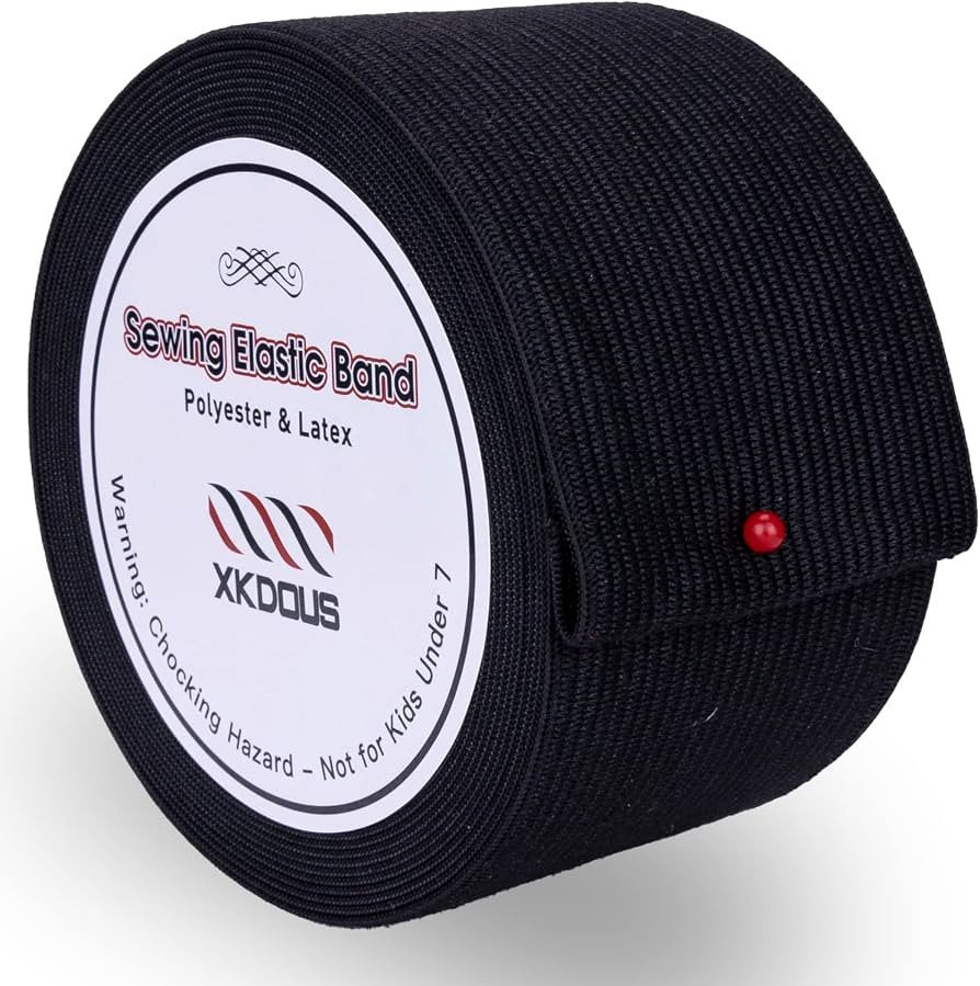 XKDOUS Elastic Band for Sewing, 2 Inch 7 Yards Black Knit Elastic Bands for Sewing Waistband Clot... | Amazon (US)