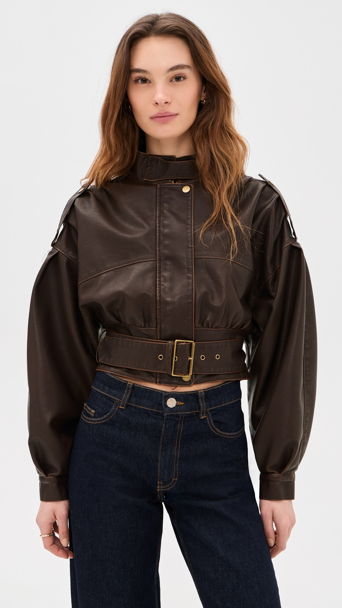 Lioness Gigi Faux Leather Bomber Jacket Chocolate XXS | Shopbop