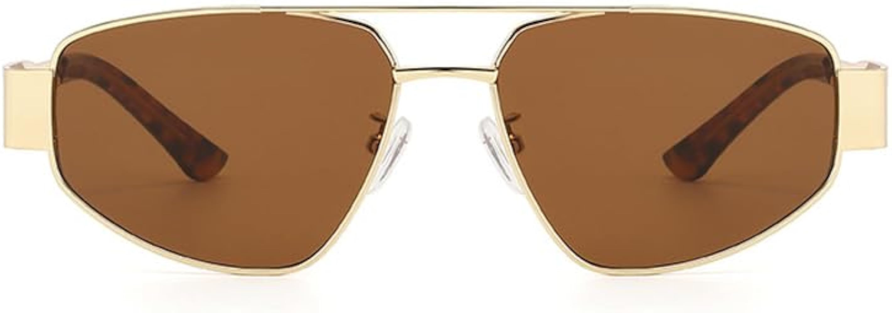 bullabulling Trendy Pilot Cat Eye Sunglasses Mens Womens Retro Double Bridge Metal Frame Shades U... | Amazon (US)