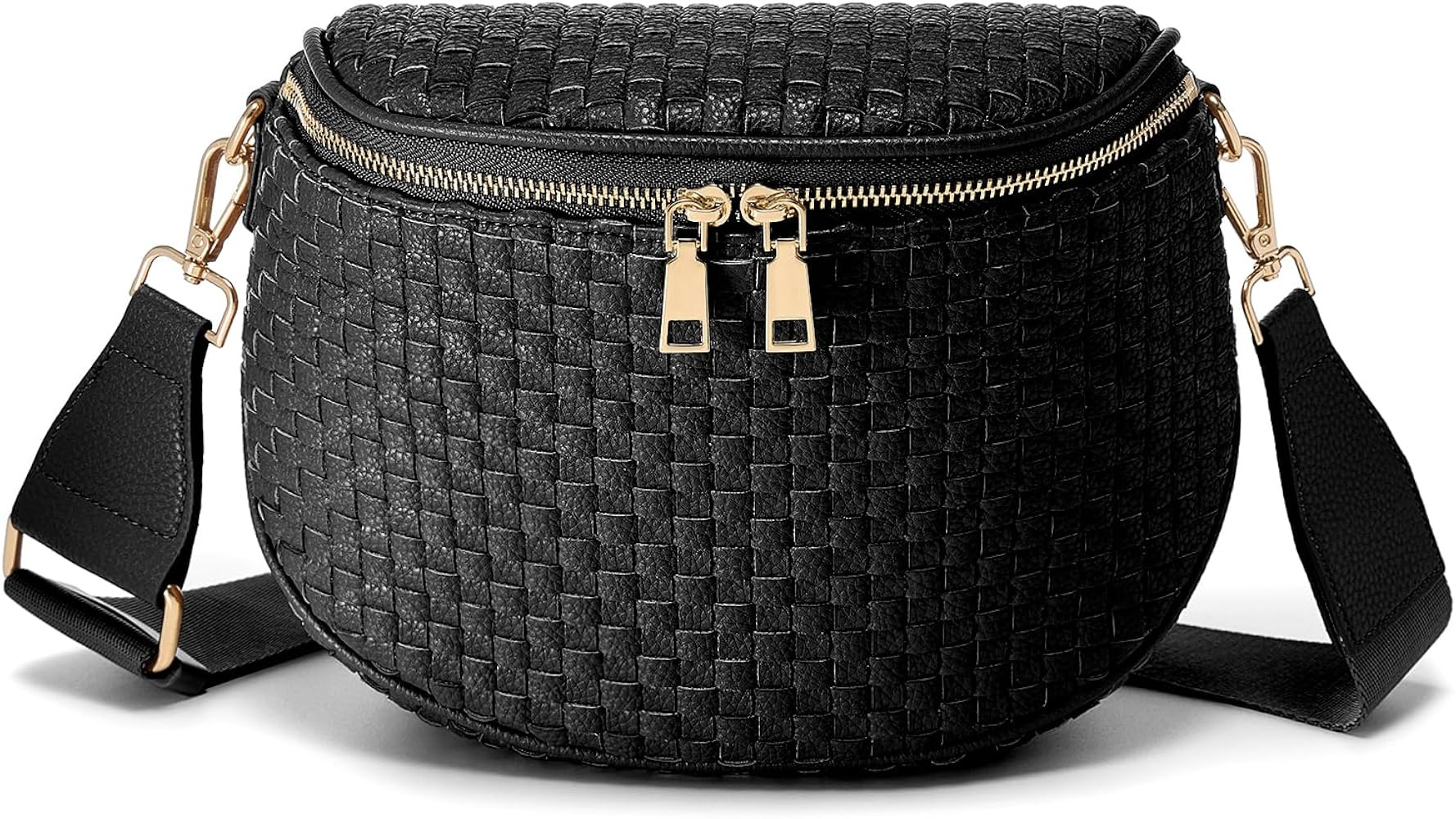 Trendy Woven Checkered Crossbody Bum Bag for Women，PU Leather Checkered Purse Fanny Packs Belt ... | Amazon (US)
