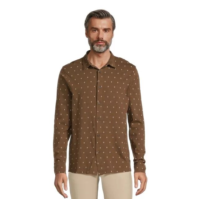 George Men’s Knit Button Down Shirt with Long Sleeves, Sizes S-3XL | Walmart (US)