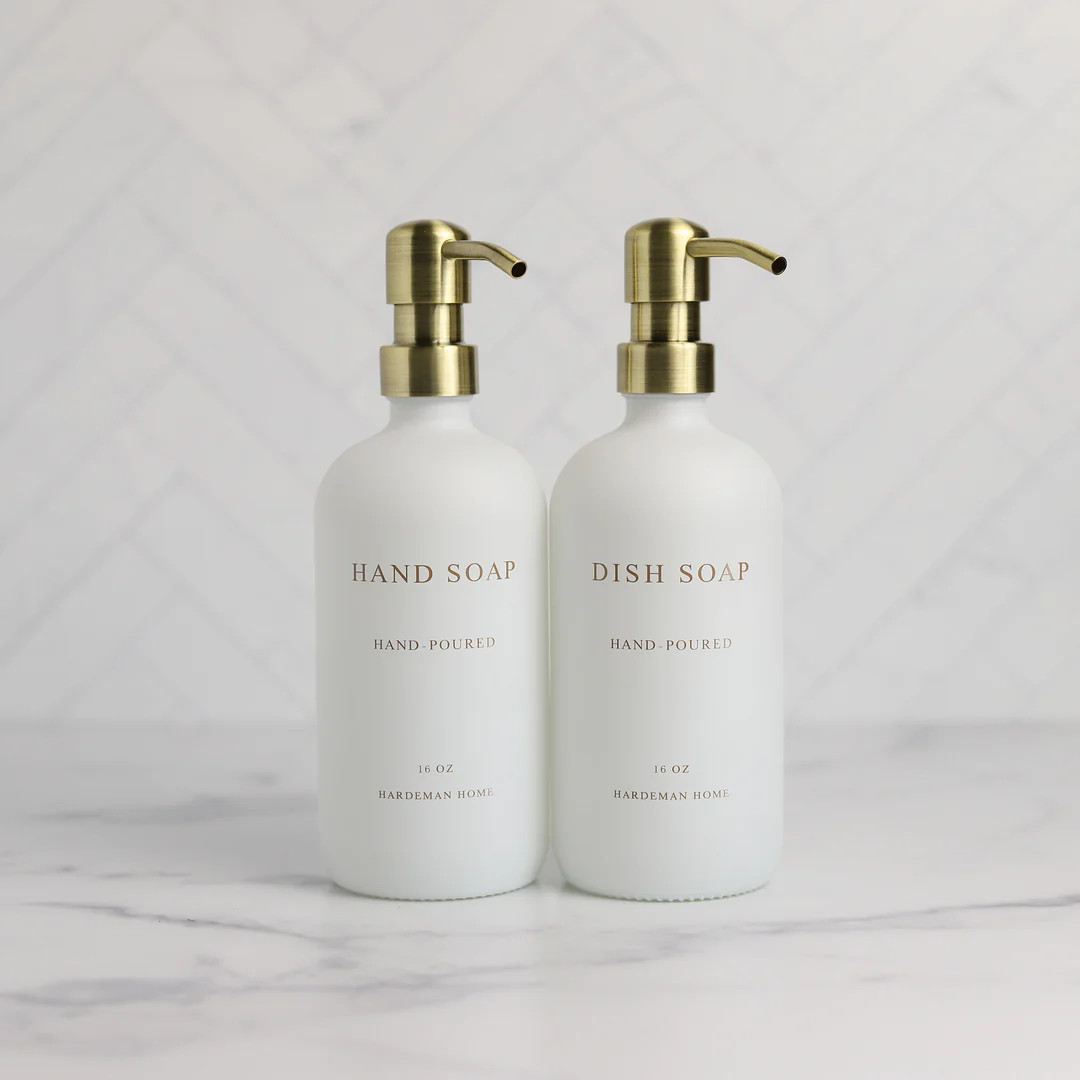 White Glass Kitchen Soap Dispenser Bundle | Hardeman Home