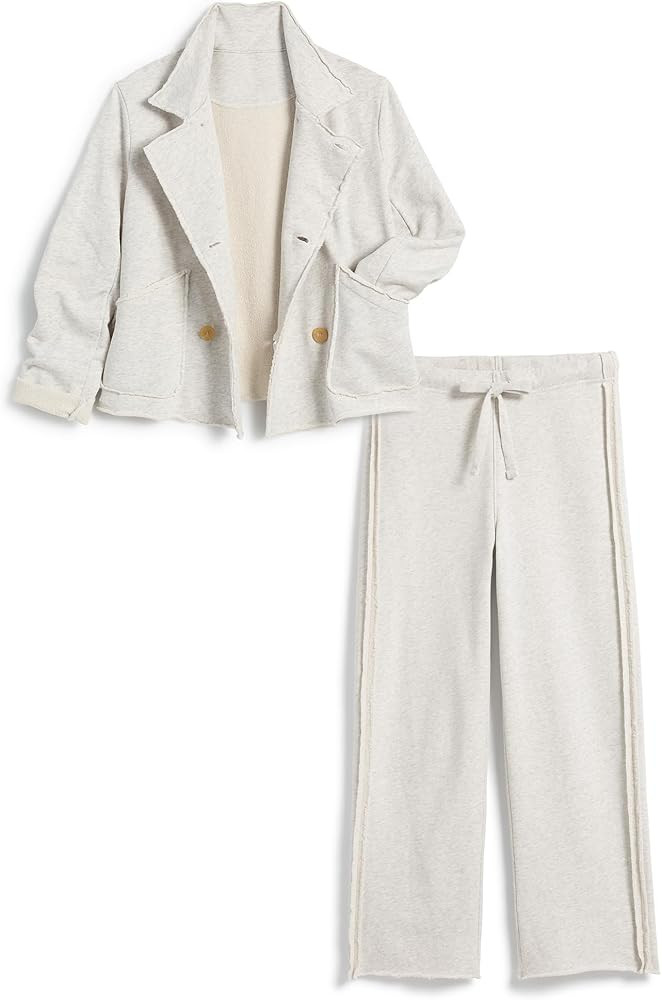 Hixiaohe Womens 2 Piece Outfits Business Casual Travel Sets Long Sleeve Button Down Blazer Jacket... | Amazon (US)