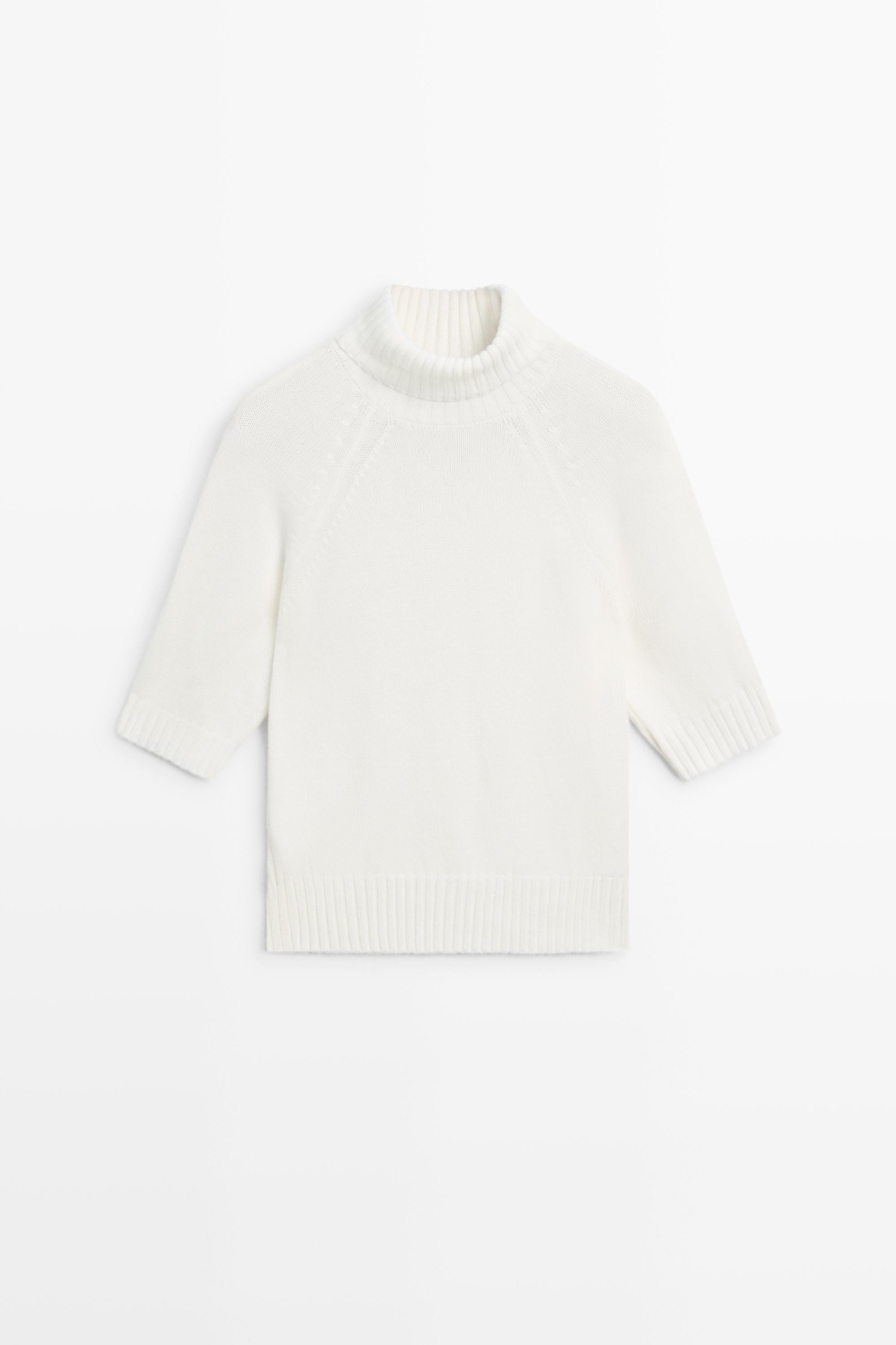 Turtleneck knit sweater - WHITE | Massimo Dutti UK