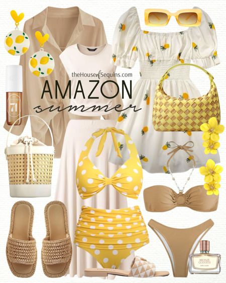 Shop these Amazon Vacation Outfit and Resortwear finds! Summer outfit Beach travel outfit, polka dot bikini, Rattan bag, wicker cane bucket bag, matching set, swimsuit coverup, Steve Madden raffia Platform sandals, statement earrings, Prada slide sandals, Bottega Wallace bag, crochet tote bag and more!

Follow my shop @thehouseofsequins on the @shop.LTK app to shop this post and get my exclusive app-only content!

#liketkit #LTKTravel #LTKSwim #LTKSeasonal
@shop.ltk
https://liketk.it/4GS3j