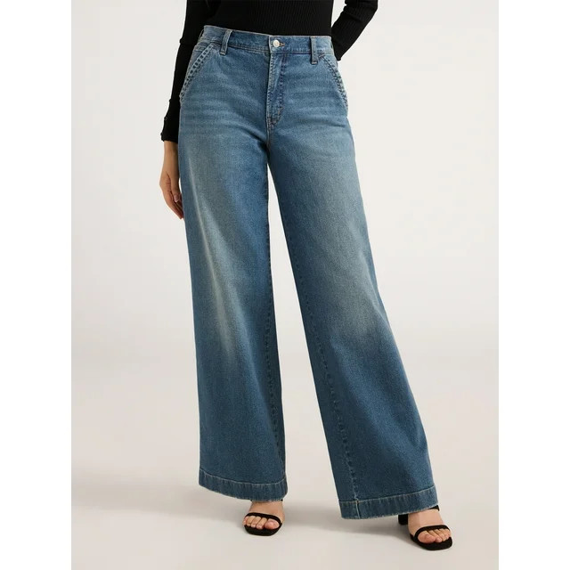Scoop Women's Mid Rise Wide Leg Jeans, Sizes 0-20 - Walmart.com | Walmart (US)