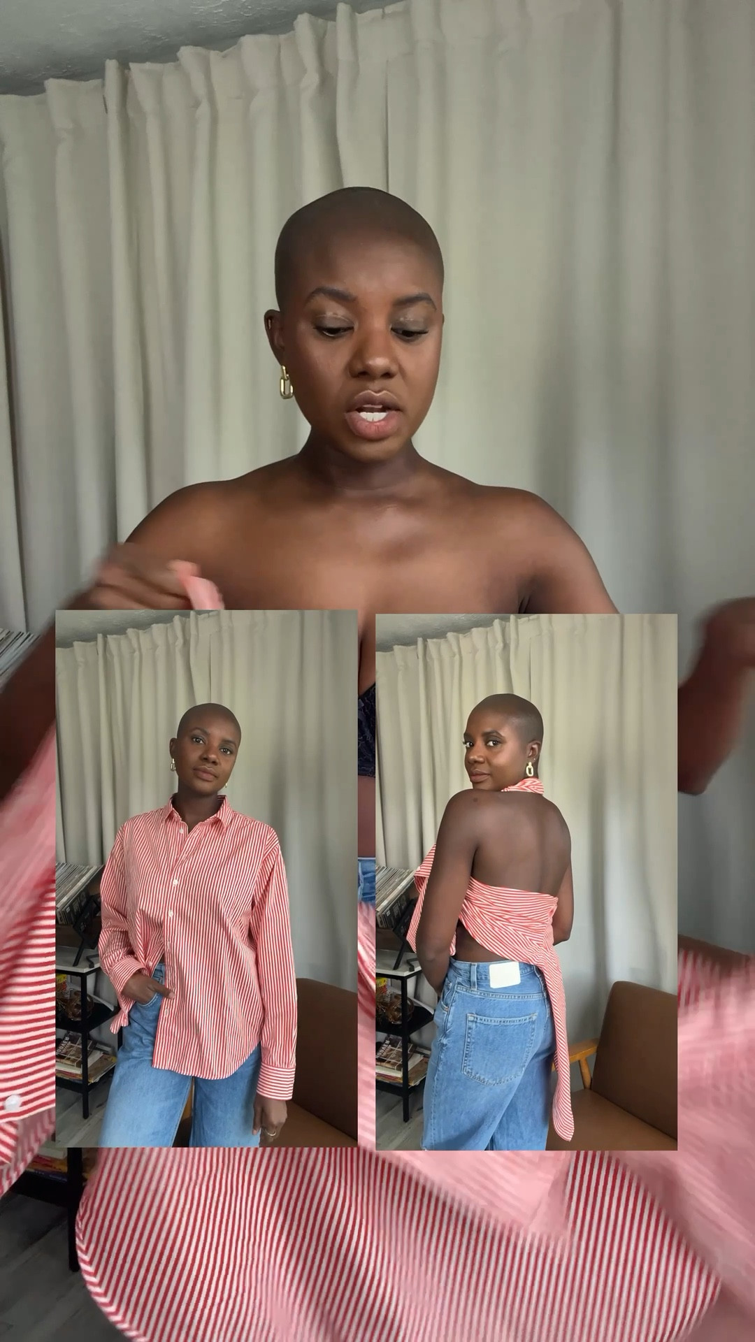 How to style your oversized button up shirt! This orange and striped shirt is from Spanx!

#LTKootd #LTKMothersDay #LTKWorkwear