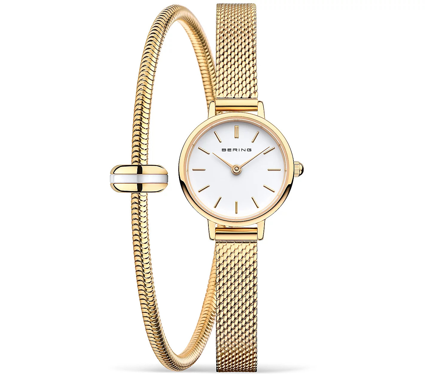 Bering Women's Classic Goldtone Watch & Charm B racelet Set | QVC