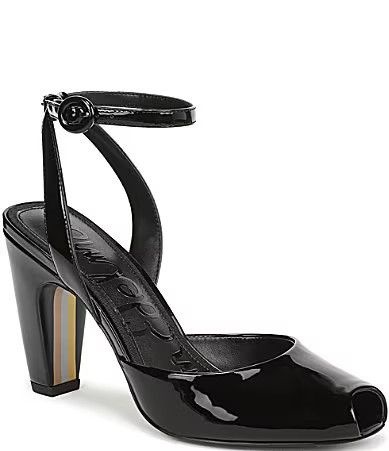 Sam Edelman Wrenna Patent Leather Peep Toe Ankle Strap Pumps - 8.5 | Dillard's