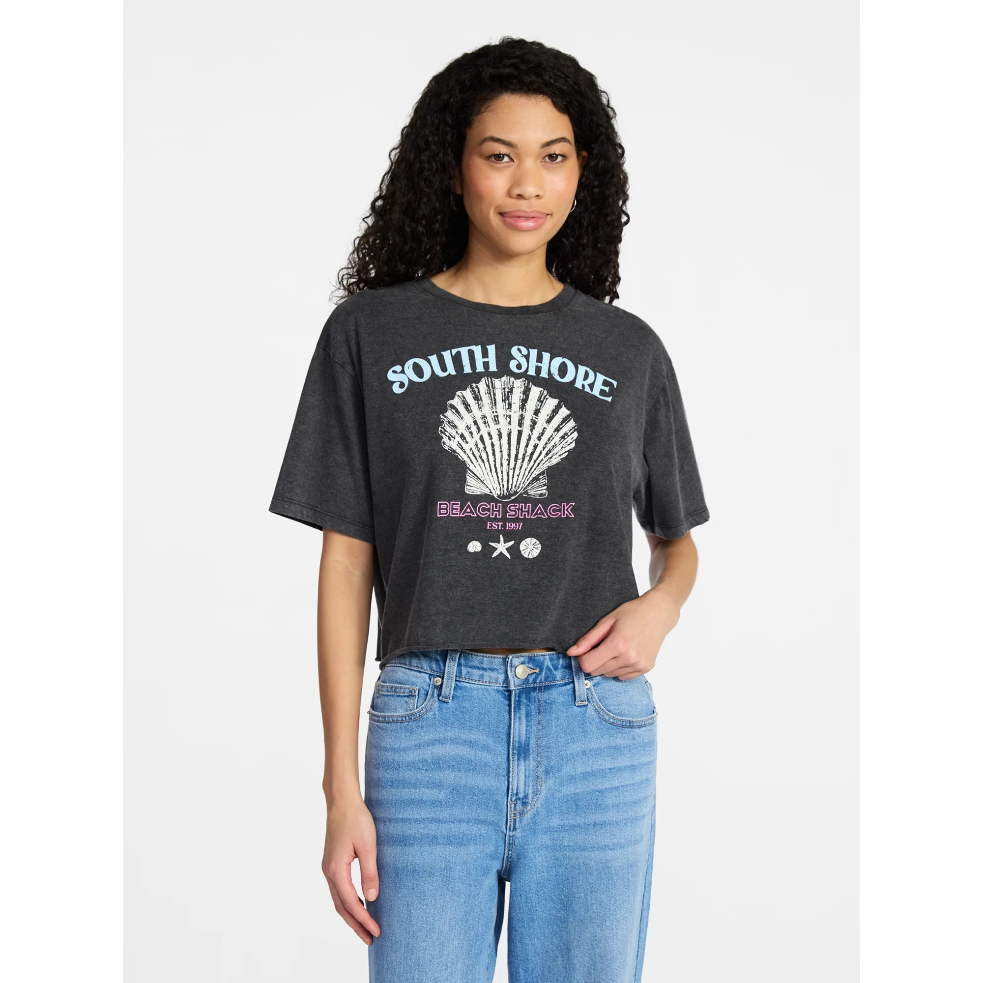 No Boundaries Boxy Cropped Graphic Tee, Women's XXS-XXL | Walmart (US)