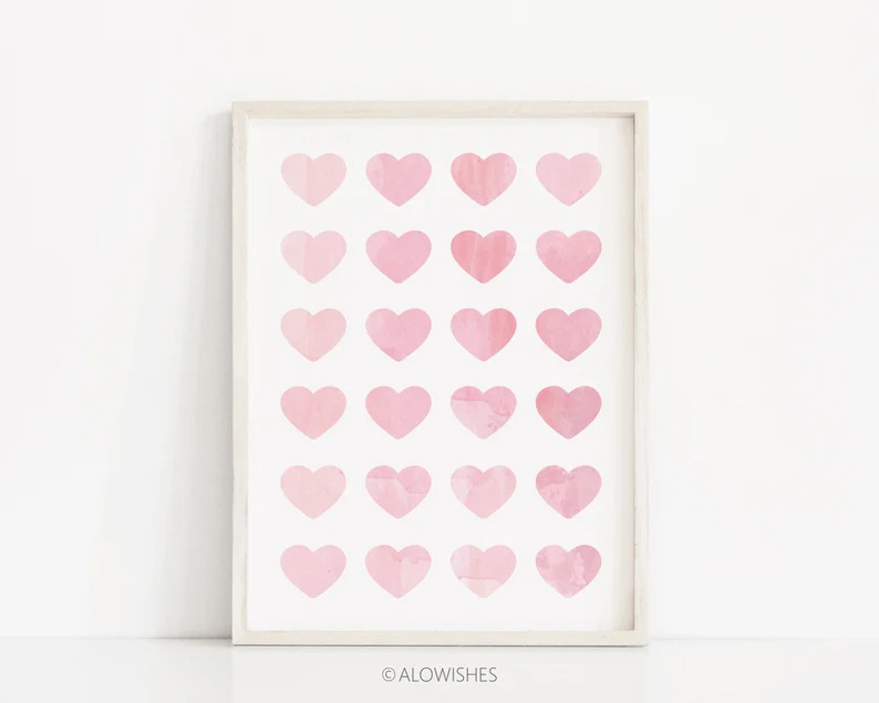 pink watercolor heart silhouette , pink watercolor heart, watercolor heart wall décor, pink wate... | Etsy (US)