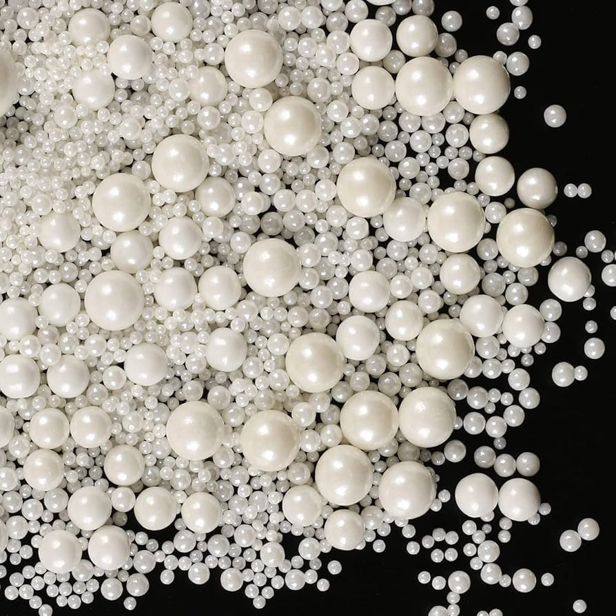 Kasvan White Pearl Sugar Sprinkles - Edible Candy Pearls 130g/4.58 Oz, Mix Size, Baking Cake Deco... | Amazon (US)
