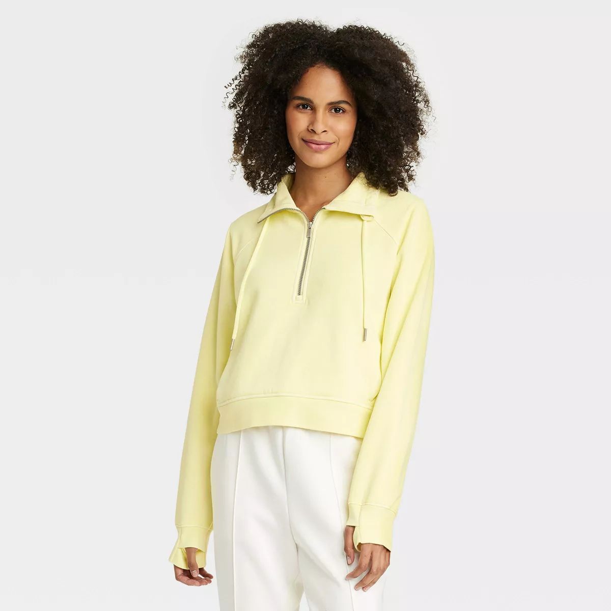 Women's Fleece Half Zip Pullover - All In Motion™ Yellow M | Target