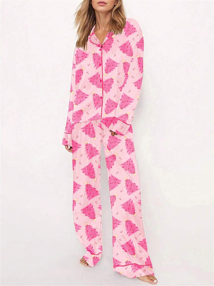 Women Christmas Pajamas Set 2 Piece Sleepwear Long Sleeve Shirts Tops And Pants Loungewear Pjs Ou... | SHEIN