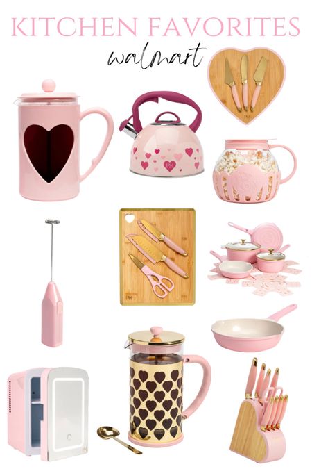 Walmart, affordable home, kitchen, cookware, bakeware, pink, hearts, gold, cutting board, knives, charcuterie, French press, frying pan 

#LTKfindsunder100 #LTKSeasonal #LTKhome