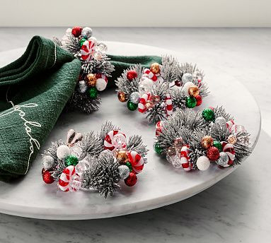 Peppermint Twist Bauble Napkin Rings - Set of 4 | Pottery Barn (US)