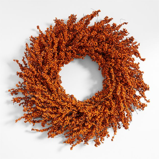 Faux Orange Mini Berry Wreath 32 | Crate & Barrel
