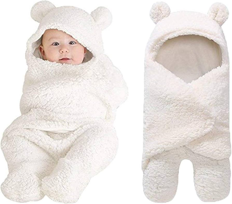 XMWEALTHY Cute Newborn Baby Boys Girls Blankets Plush Swaddle Blankets White | Amazon (US)