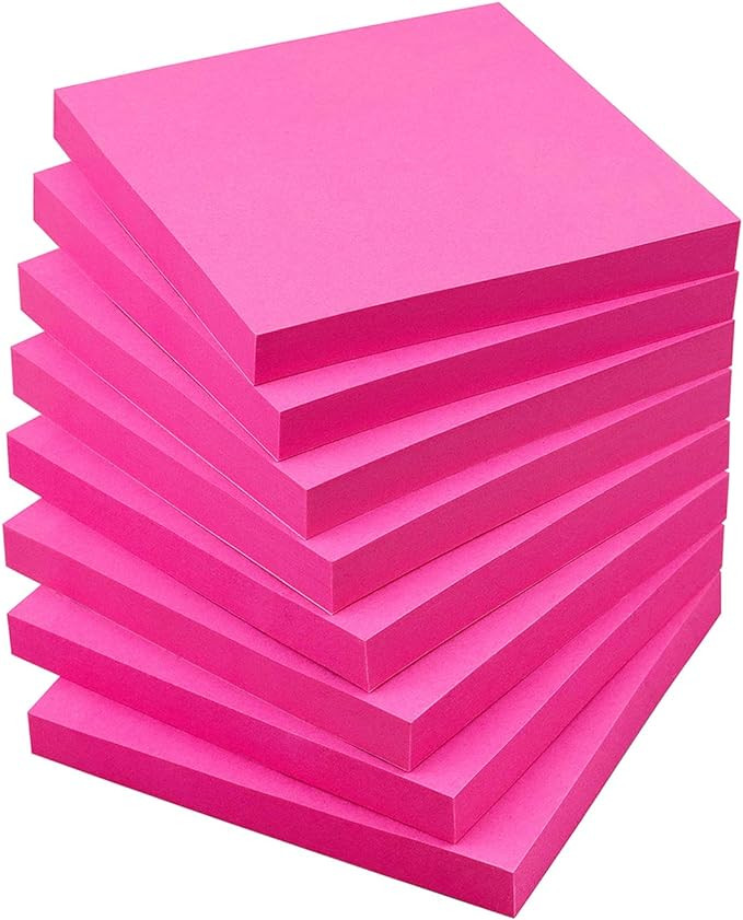 Sticky Notes 3x3 Self-Stick Notes Bright Colors Sticky Notes 8 Pads 80 Sheet/Pad (Rose Red) | Amazon (US)