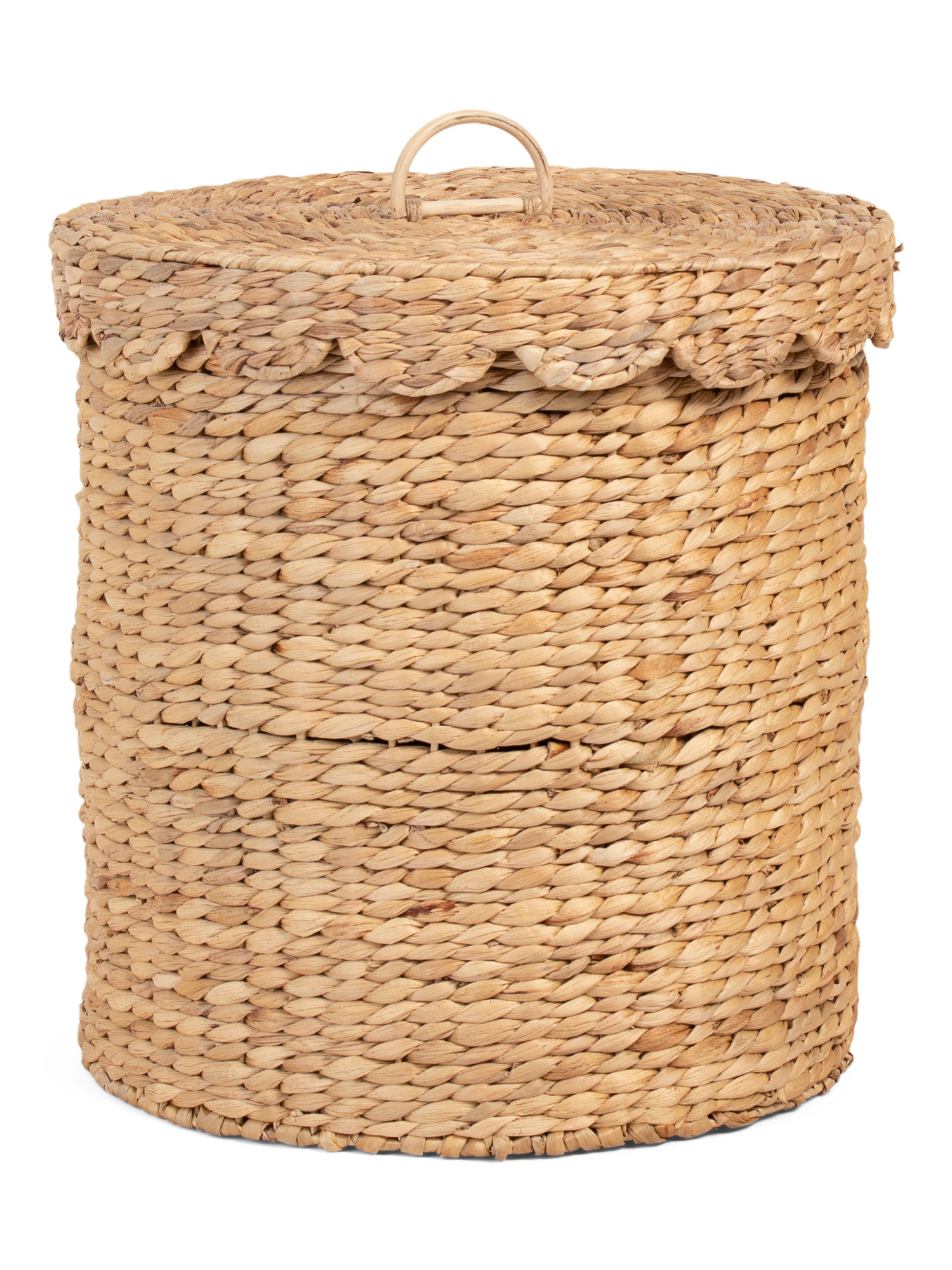 Water Hyacinth Ricenut Weave Round Basket With Lid | TJ Maxx