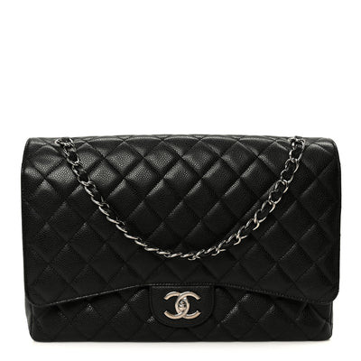 Caviar Quilted Maxi Double Flap Black | FASHIONPHILE (US)