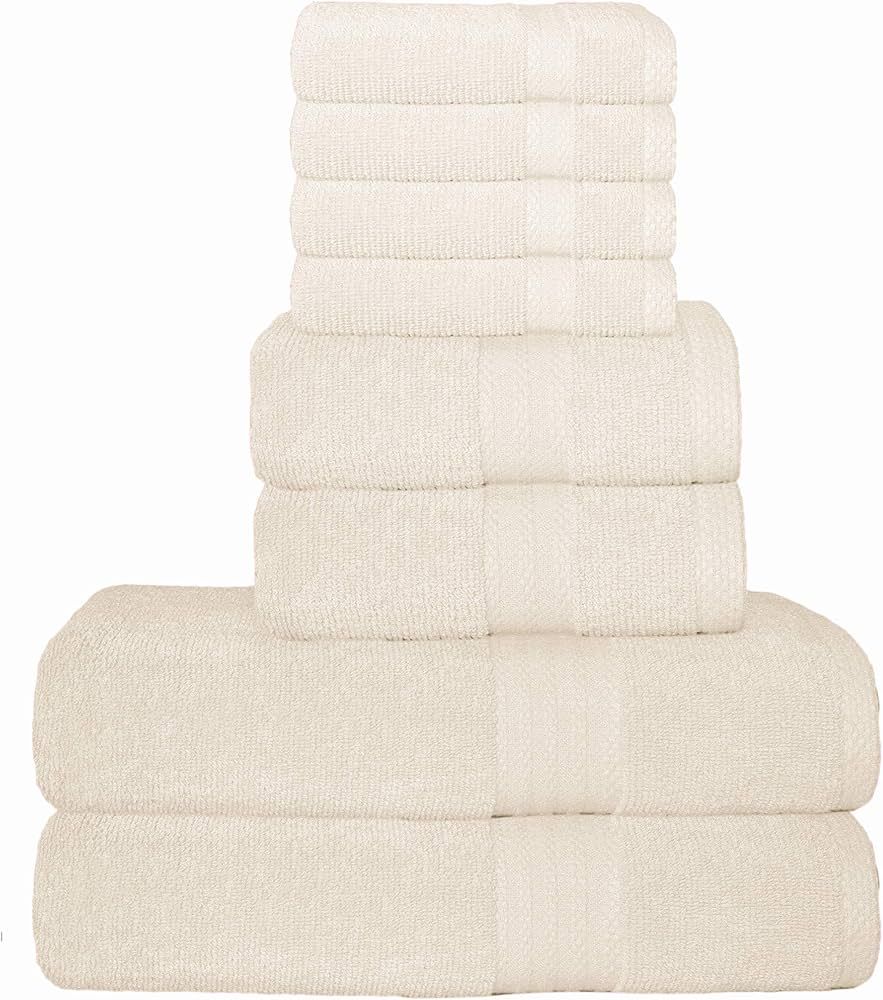 GLAMBURG Ultra Soft 8-Piece Towel Set - 100% Pure Ringspun Cotton, Contains 2 Oversized Bath Towe... | Amazon (US)