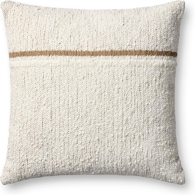 Loloi II Collection PLL0192 Ivory/Rustic Brown 22'' x 22'' Cover w/Poly Pillow | Amazon (US)