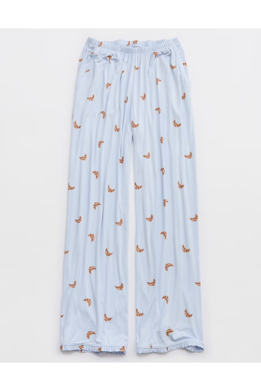 Aerie Real SoftÂ® Ruffle Trouser PJ Pant Women's Eyelet Blue M | Aerie