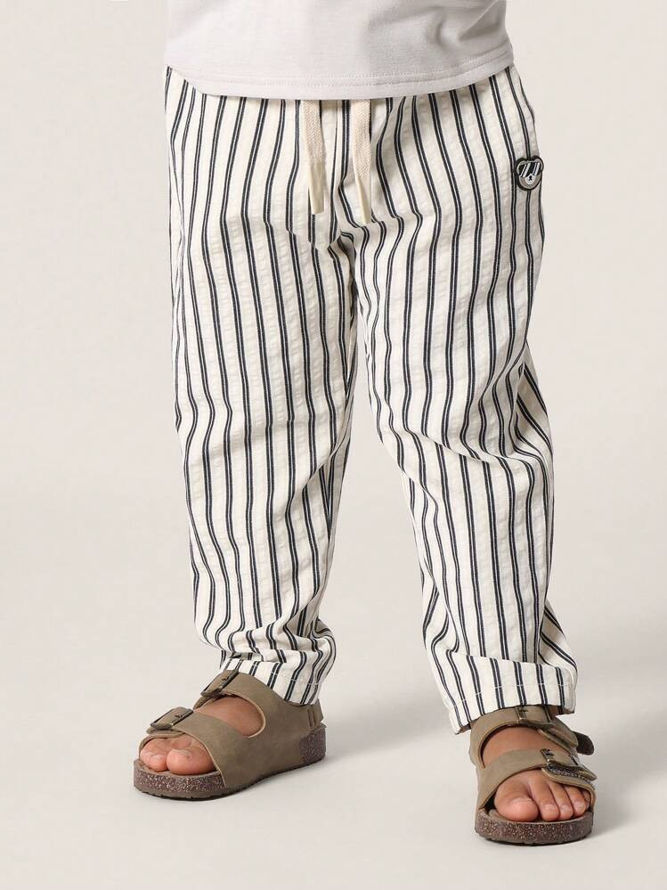 SUMWON Pull-On Striped Pants Elastic Waist Comfortable Kids Joggers Casual Bottoms Spring Summer Play Wear Drawstring Waistband Youth Boys Everyday Vacation | SHEIN