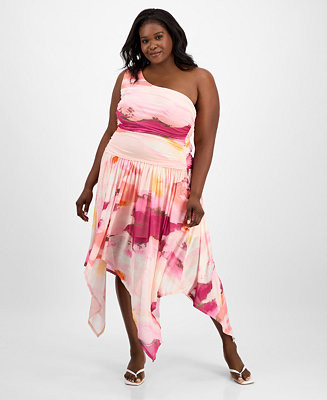 Bar III Trendy Plus Size Asymmetrical One-Shoulder Dress, Exclusively at Macy's - Macy's | Macy's