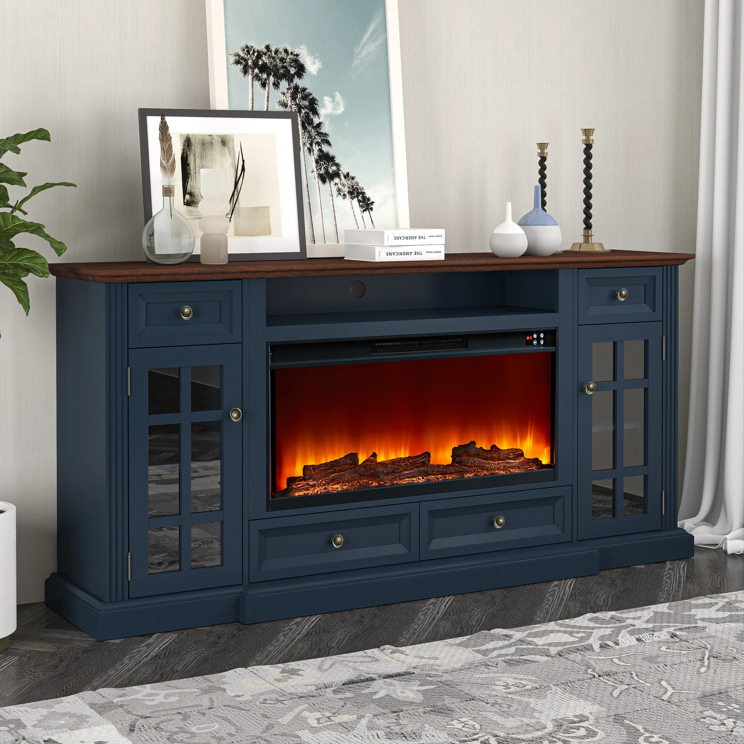 TV Stand with fireplace | Wayfair North America