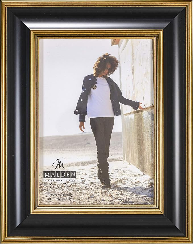 Amazon.com: Malden International Designs Black and Gold Fashion Wood Picture Frame, 5x7, Black : ... | Amazon (US)