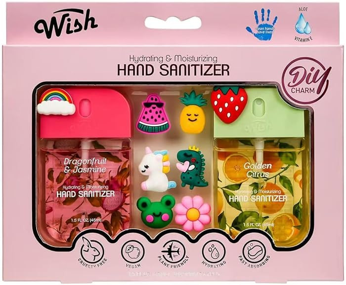 Wish Diy Charm Hand Sanitizer Spary Travel Size Spray 2-Pack Gift Box 1.5 FL OZ (45ML) Each, Drag... | Amazon (US)